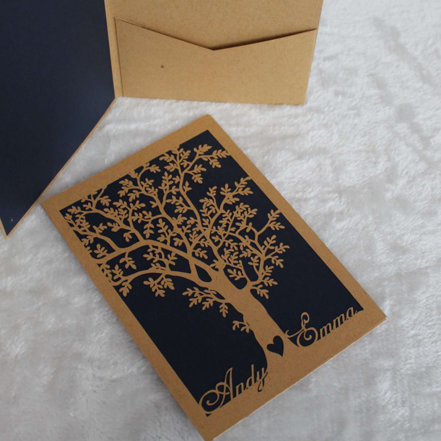 Laser Cut Invitation Card Customized Holiday Greeting Card Brown Paper 